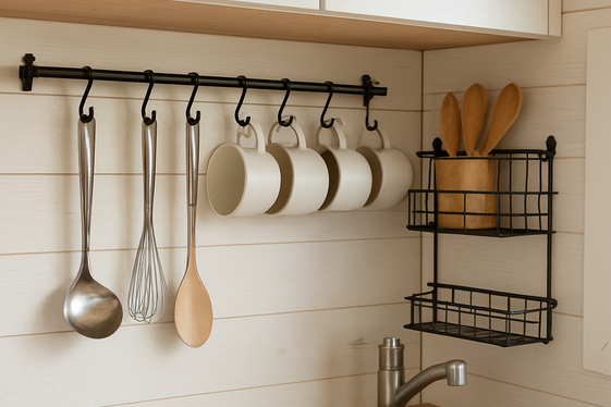 Under-Cabinet Hooks and Racks for Utensils illustration
