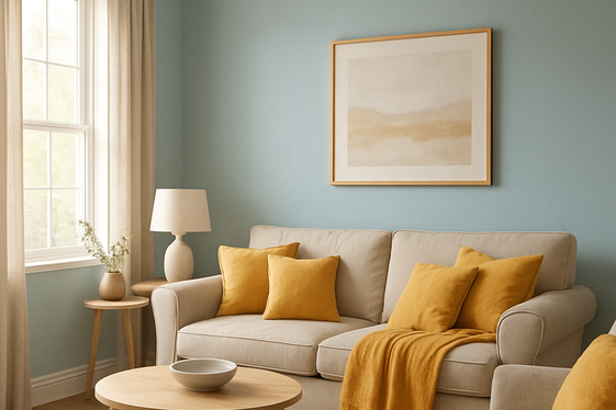 Mixing Soft Pastel Blues with Warm Mustard Yellows illustration