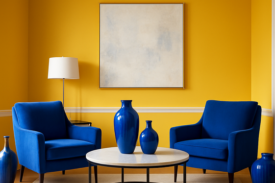 Incorporating Bold Royal Blue Accents with Sunny Yellow Walls illustration