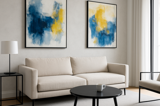Choosing Blue and Yellow Artwork for Subtle Statement Walls illustration