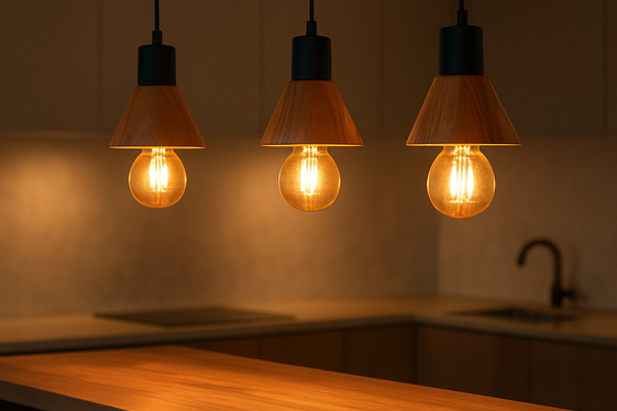 Soft Wooden Accents in Kitchen Lighting illustration
