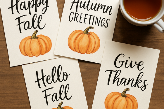 Fall-Themed Greeting Cards with Hand Lettering illustration