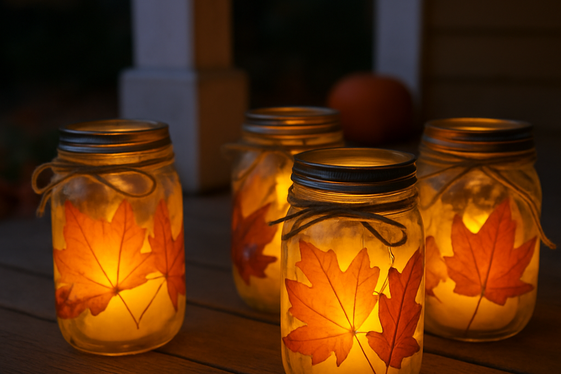DIY Mason Jar Lanterns with Autumn Accents illustration