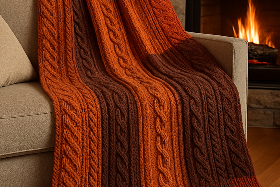 Knitted or Crocheted Fall-Themed Throw Blankets illustration
