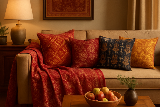 Elevate Your Living Room with Traditional Indian Textiles illustration