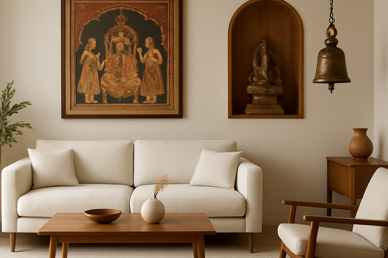 Blend Modern Minimalism with Indian Decor Elements illustration
