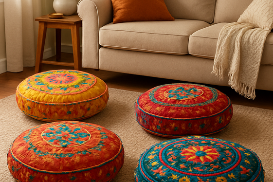 Create Cozy Seating Areas Using Indian Floor Cushions illustration