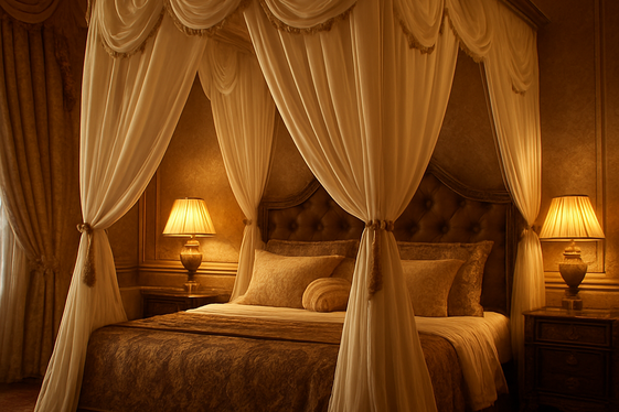 Incorporate a Canopy Bed with Draped Fabrics illustration