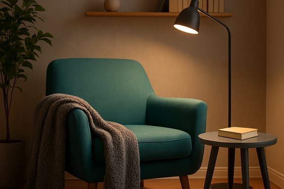 Using Teal and Grey for a Cozy Reading Nook illustration
