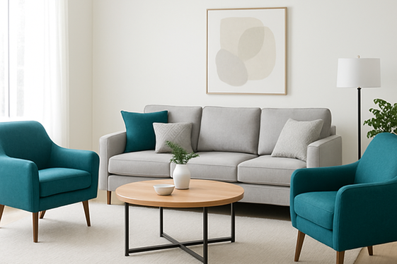Balancing Teal and Grey with Furniture Choices illustration