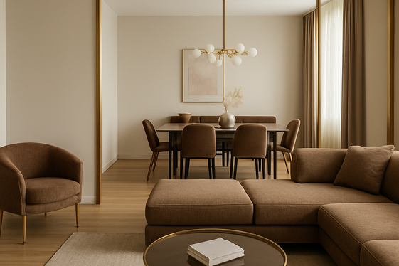 Balancing Brown and Gold in Open-Plan Living Spaces illustration