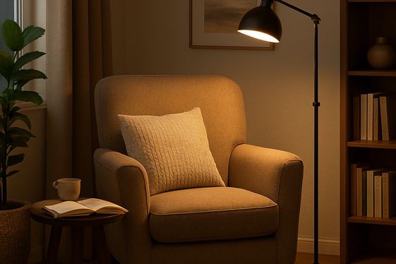 Create a Cozy Reading Nook with a Comfy Chair and Lamp illustration