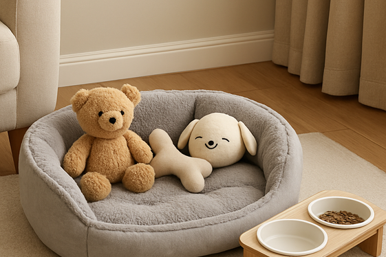 Create a Pet Corner with Cozy Bed and Toys illustration