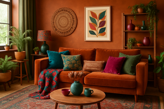 Bohemian Color Palettes for a Modern Hippie Living Room illustration