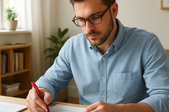 Proofreader: Detailed and Quiet Editing Work illustration