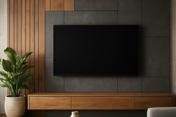 Design with Layered Textures Around the TV Wall illustration