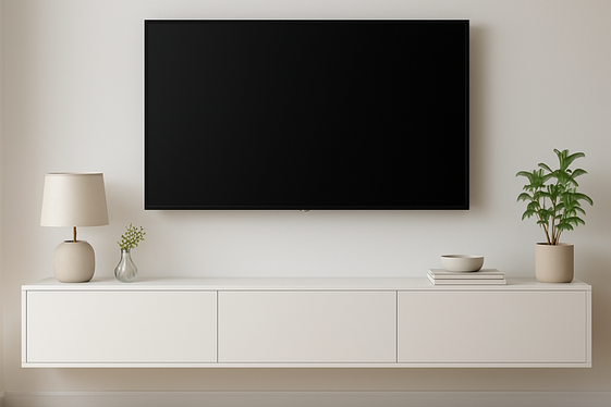 Incorporate Minimalist Floating Cabinets Below the TV illustration
