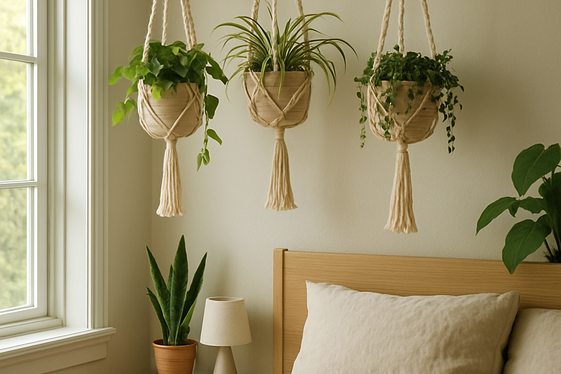 Using Hanging Plants to Save Floor Space illustration