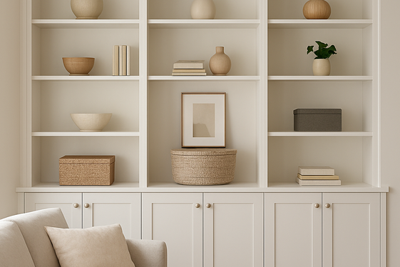 Built-In Cabinets with Open Shelving for Balanced Storage illustration