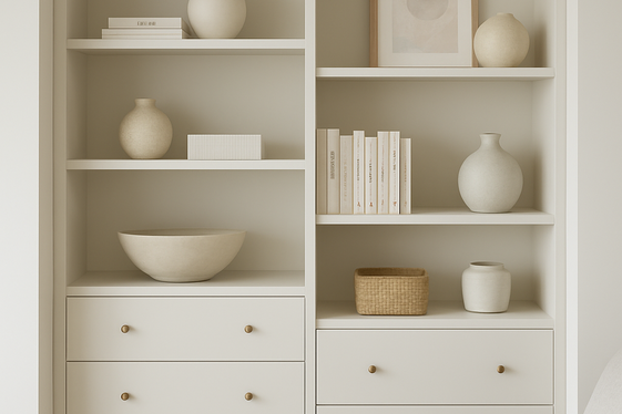 Mixing Open Shelves with Drawers for Clutter Control illustration
