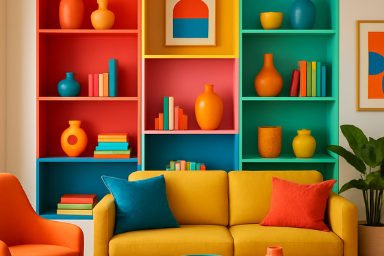 Colorful Built-In Shelves to Create a Focal Point illustration