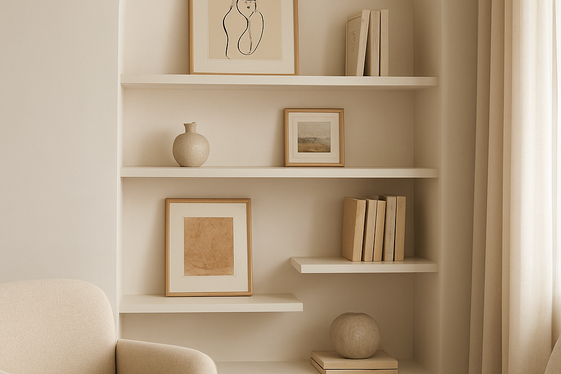 Curved Built-In Shelves to Soften Sharp Room Angles illustration