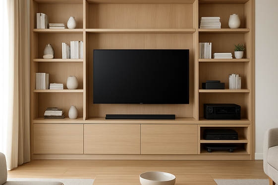 Integrated Media Centers with Hidden Storage illustration