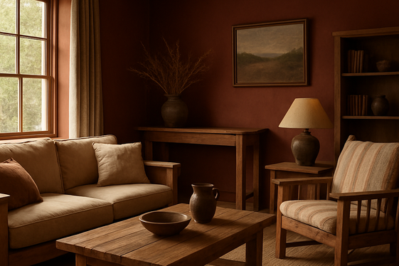 Dark Red and Natural Wood for Rustic Charm illustration