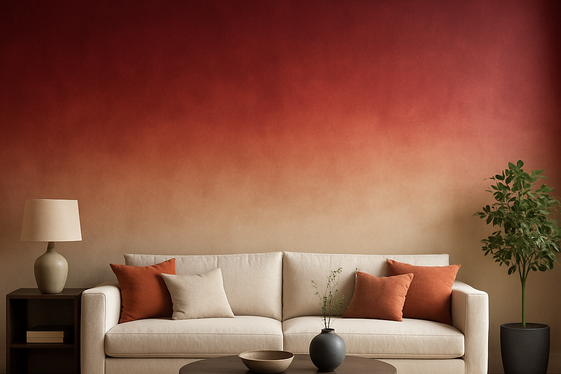 Layering Dark Red with Gradient Wall Designs illustration