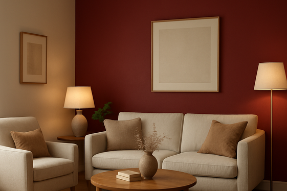 Accent Walls with Dark Red and Neutral Tones illustration