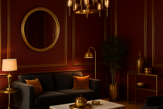 Adding Metallic Accents to Dark Red Walls illustration