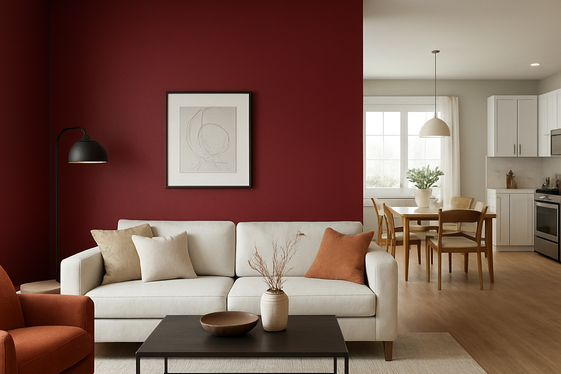 Using Dark Red in Open Concept Living Rooms illustration