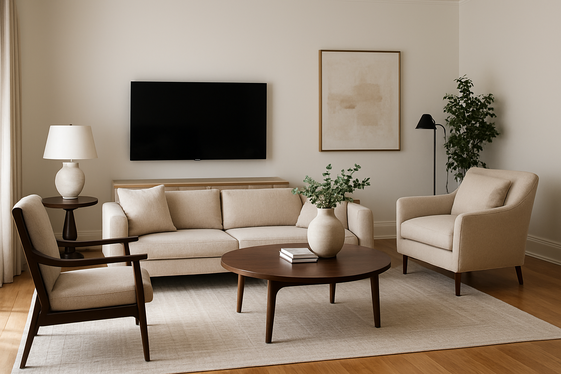 Using Rugs to Anchor an Off Center TV Area illustration