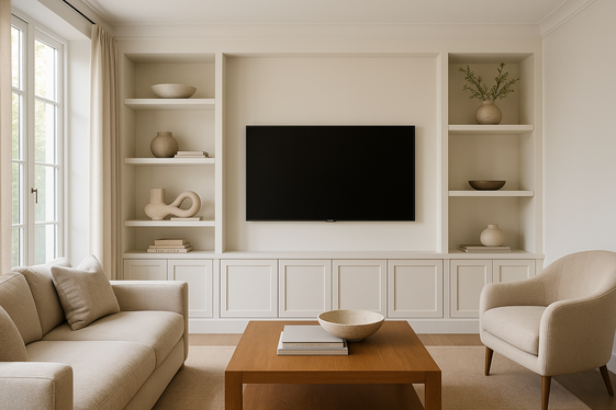 Custom Built-Ins for Off Center Television Displays illustration