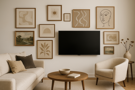 Incorporating Art to Complement an Uneven TV Placement illustration