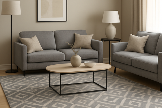 Incorporating Patterned Grey Rugs illustration