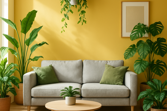Yellow Walls and Green Plants for a Fresh Vibe illustration