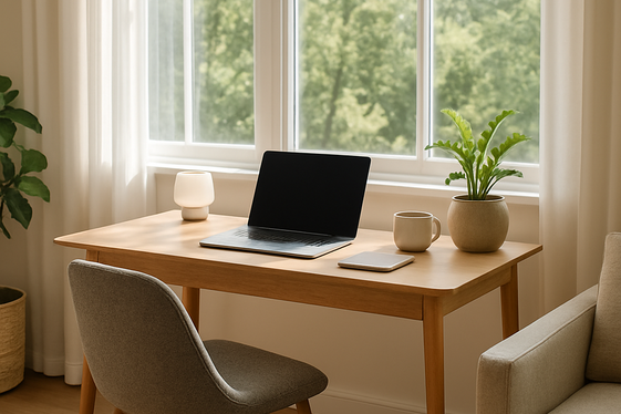 Under-Window Workstations with Natural Light illustration