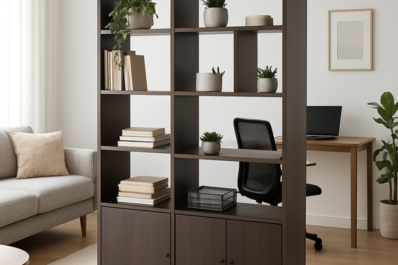 Incorporating Room Dividers with Storage illustration
