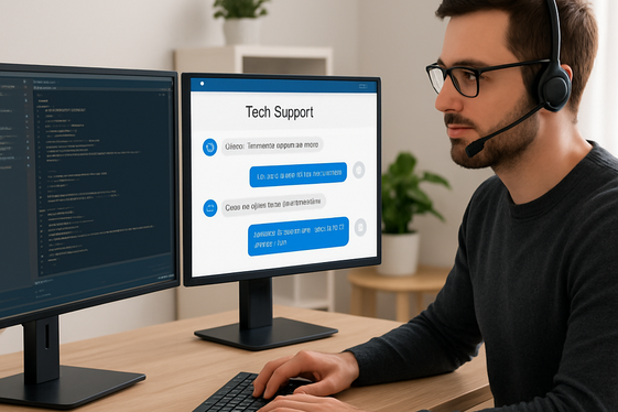 HelpCrunch: Remote Customer Support Chat Agent illustration
