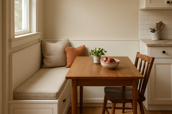 Built-In Seating with Storage Beneath illustration