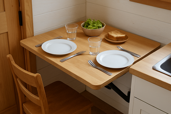 Fold-Down Tables for Flexibility illustration