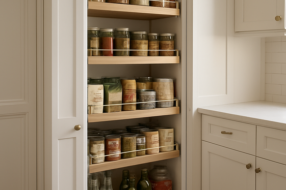 Pull-Out Pantry Shelves to Utilize Narrow Spaces illustration