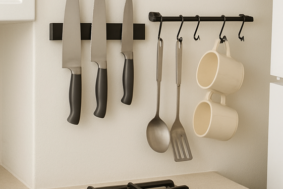 Magnetic Strips and Hooks for Utensils illustration