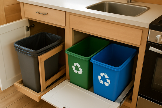 Hidden Trash Bins and Recycling Stations illustration