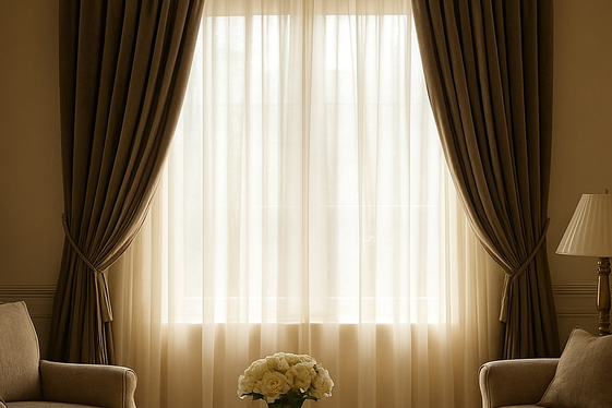 Layered Window Treatments with Drapes and Sheers illustration