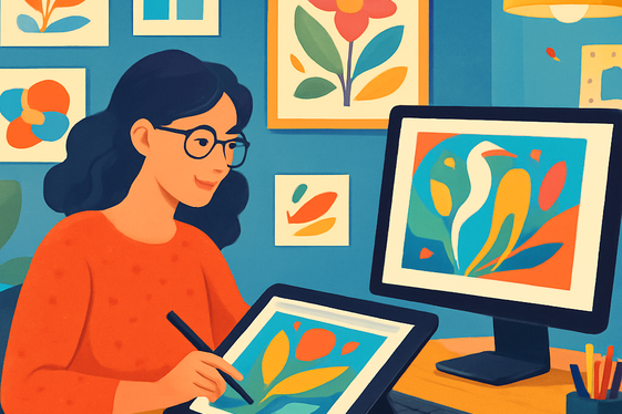 Graphic Designer: Creating Visually, Away From Customers illustration