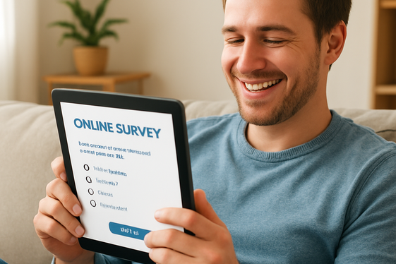 Online Survey Participant: Earn Money Sharing Opinions illustration