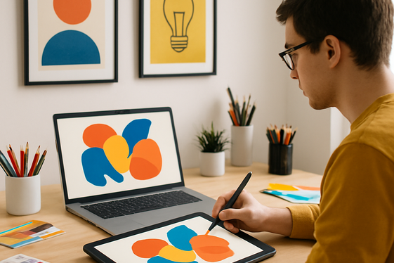 Graphic Designer: Creative Work without Leaving Home illustration