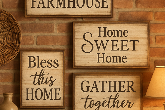 Rustic Wooden Signs and Home Decor illustration